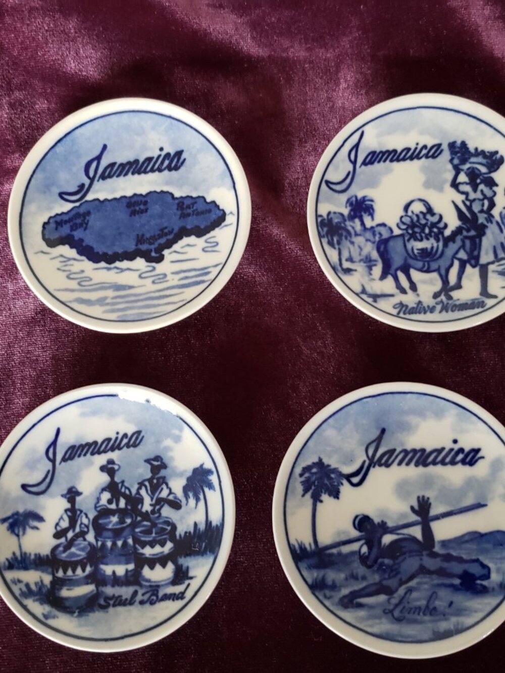 Collectible Jamaica wall plates flow Blue